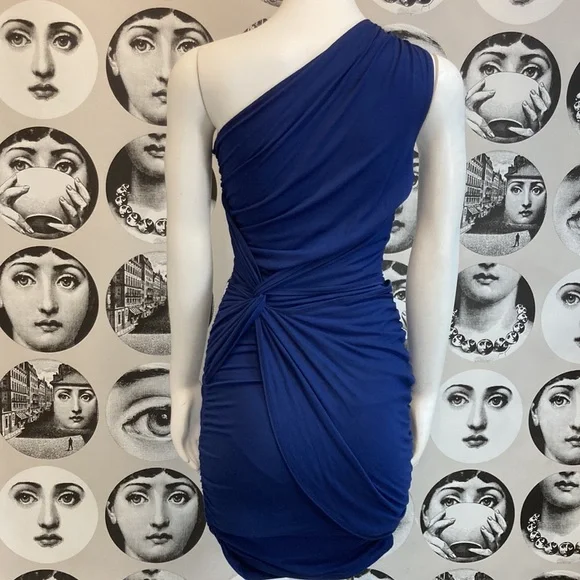 Tart Navy One Shoulder Ruched Bodycon Dress Sz M, excellent condition! - Picture 6 of 12